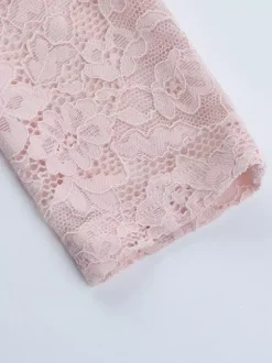 Haut en dentelle rose style corset pour femme - Chemisier bustier élégant à manches longues et décolleté c艙ur - Tenue de soirée printanière 2026