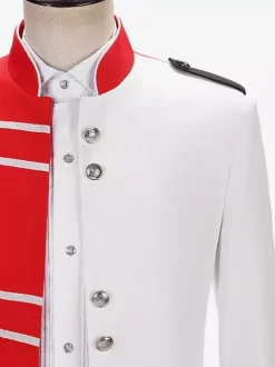 Haut militaire de palais de couleurs mélangées pour hommes pardessus élégant à manches longues Costumes de spectacle rétro