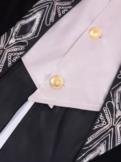 Haut noir vintage à boutons rétro à manches longues pour homme