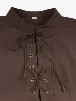 Haut Noir Vintage Élégant En Polyester À Lacets Sans Manches Costume Rétro Homme