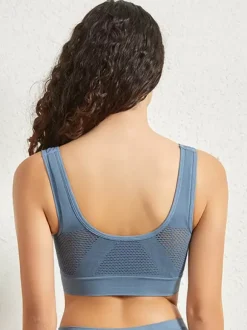 Hauts De Sport En Nylon Bleu Sans Manches À Col En U Gilet Sport En Salle