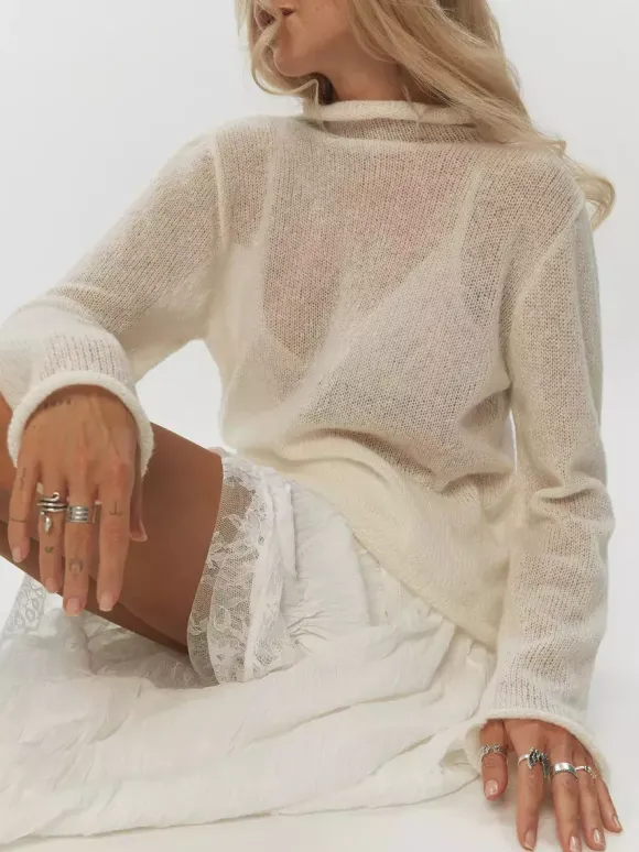Hauts en tricot transparents à manches longues pour femmes 2026