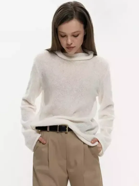 Hauts en tricot transparents à manches longues pour femmes 2026