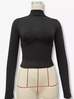 Hauts courts pour femmes à manches longues et col haut t-shirt slim fit pour femmes 2026