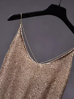 Hauts de soirée tendance à col en V en résille sans manches