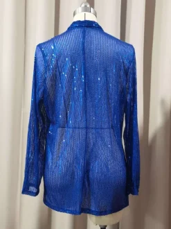 Hauts de soirée tendance col rabattu sequins manches longues blazers cardigans