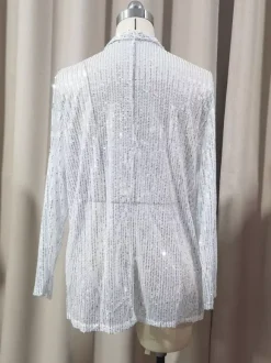 Hauts de soirée tendance col rabattu sequins manches longues blazers cardigans