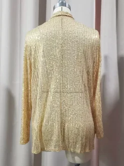 Hauts de soirée tendance col rabattu sequins manches longues blazers cardigans