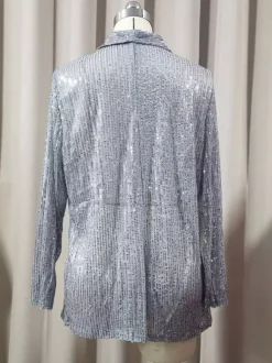 Hauts de soirée tendance col rabattu sequins manches longues blazers cardigans