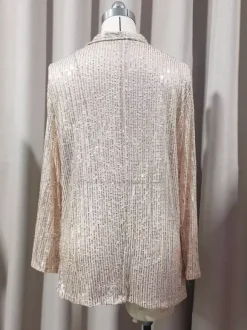 Hauts de soirée tendance col rabattu sequins manches longues blazers cardigans