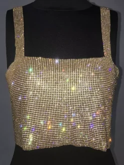 Hauts tendance pour soirées à sequins épaules dénudées sans manches et dos nu.