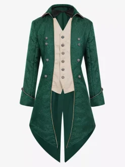 Haut vert vintage boutons rétro manches longues costumes rétro pour homme Bourgogne