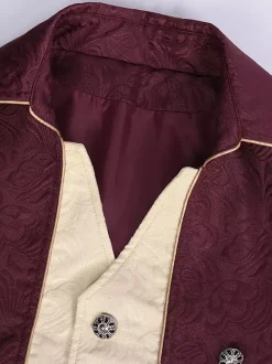 Haut vert vintage boutons rétro manches longues costumes rétro pour homme Bourgogne