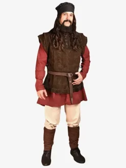 Haut Vintage marron foncé rétro sans manches en Polyester Costumes rétro pour hommes