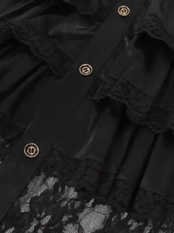 Haut Vintage noir rétro à manches longues chemise en Fiber de Polyester Costumes rétro pour hommes