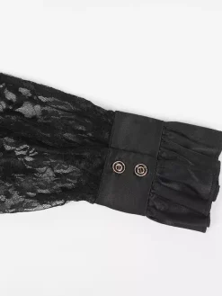 Haut Vintage noir rétro à manches longues chemise en Fiber de Polyester Costumes rétro pour hommes