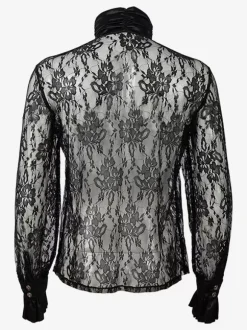 Haut Vintage noir rétro à manches longues chemise en Fiber de Polyester Costumes rétro pour hommes