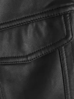 Haut Vintage noir rétro sans manches haut en cuir PU Costumes rétro pour hommes