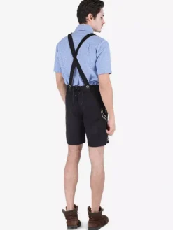 Hommes Oktoberfest Costumes Cosplay Ciel Bleu Chemise En Coton Vichy Brodé Avec Shorts Vacances Costumes Déguisements Halloween