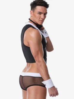 Hommes Sexy Costume Halloween Adulte Pantalon Top Cravate Tenu de Club Lingerie
