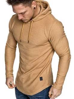 Hommes T-shirts Chic À Capuche Manches Longues Polyester Regular Fit Hoodies