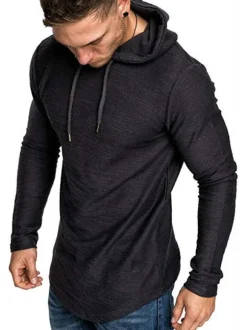 Hommes T-shirts Chic À Capuche Manches Longues Polyester Regular Fit Hoodies