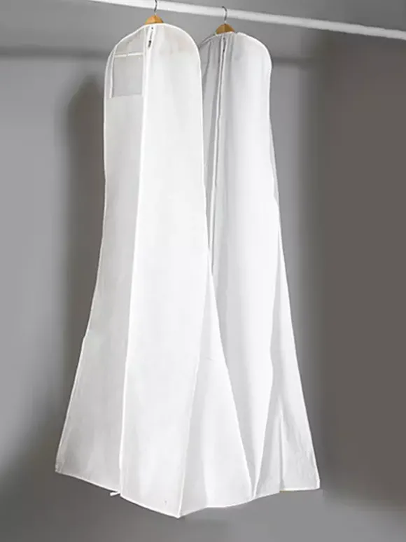 Housse anti-poussière pour robe de mariée sac élargi Double face blanc Non tissé épais à longue queue