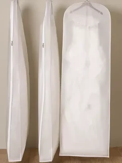 Housse anti-poussière pour robe de mariée sac pour robe à longue queue Non tissé blanc élargi Double face