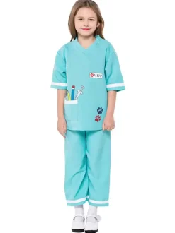 Infirmière enfants Costumes Blouse Blouse Pantalons 2 pièces Ensemble de polyester Fibre Enfant Halloween Costume complet