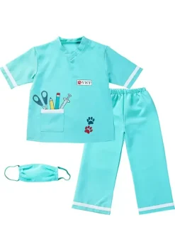 Infirmière enfants Costumes Blouse Blouse Pantalons 2 pièces Ensemble de polyester Fibre Enfant Halloween Costume complet