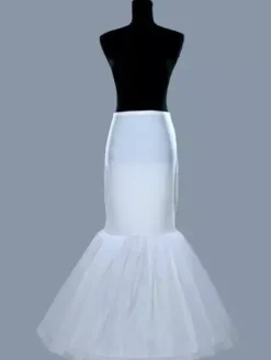 Ivoire jupon Tulle longue sirène 1 couche 2 cerceau jupon nuptiale de mariage