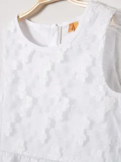Ivoire manches courtes dentelle mariage doux fleur fille robe enfants robe de soirée
