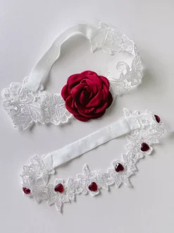 Jarretière de cuisse en dentelle noire rose pour femme