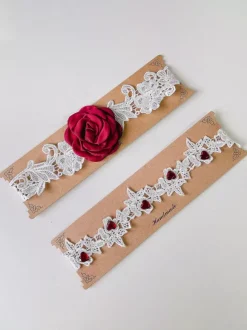 Jarretière de cuisse en dentelle noire rose pour femme