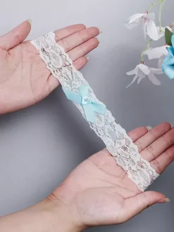 Jarretière de mariage Dentelle blanche Détails en métal Jarretière de mariage