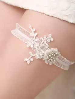 Jarretière de mariage en organza ivoire