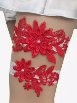 Jarretière Accessoires De Lingerie De Mariée De Fête En Dentelle Blanche Femmes