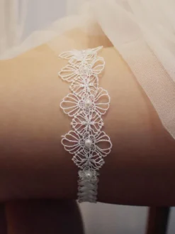 Jarretière de mariage pour la mariée en polyester blanc Dentelle jarretières