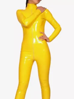 jaune en PVC avec fermeture de zip devant Déguisements Halloween Toussaint Cosplay Costume