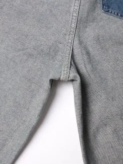 Jean femme élégant taille haute en denim bicolore