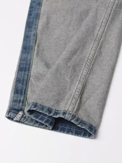 Jean femme élégant taille haute en denim bicolore