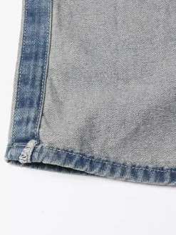 Jean femme élégant taille haute en denim bicolore