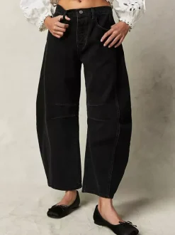 Jean Horseshoe Barrel pour femme - Pantalon en denim délavé ample à jambes larges et coutures incurvées - Streetwear printemps 2026