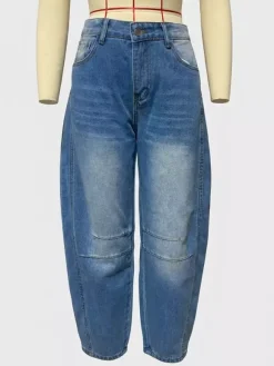 Jean Horseshoe Barrel pour femme - Pantalon en denim délavé ample à jambes larges et coutures incurvées - Streetwear printemps 2026
