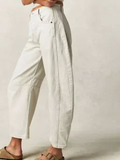 Jean Horseshoe Barrel pour femme - Pantalon en denim délavé ample à jambes larges et coutures incurvées - Streetwear printemps 2026