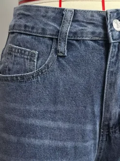 Jean large à poches en forme de c艙ur pour femme - Jean bleu délavé style années 2000 - Pantalon baggy droit - Streetwear printanier tendance 2026