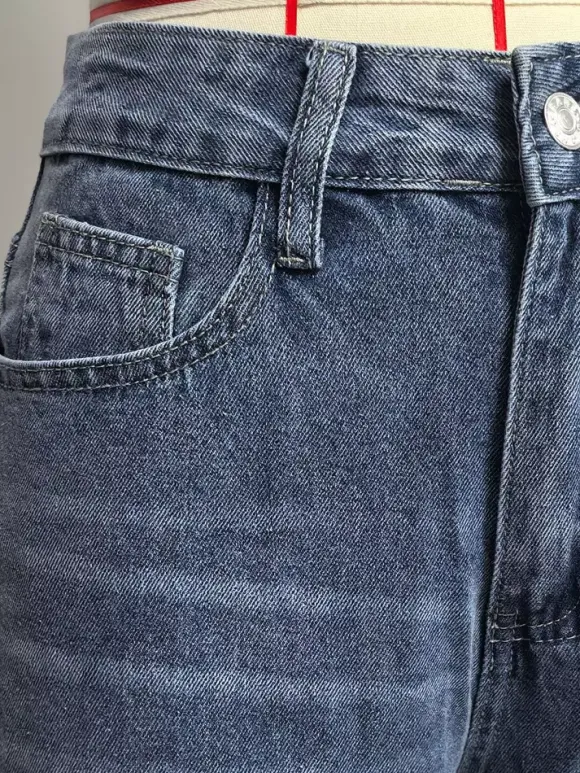Jean large à poches en forme de c艙ur pour femme - Jean bleu délavé style années 2000 - Pantalon baggy droit - Streetwear printanier tendance 2026