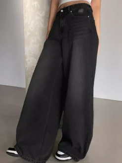 Jean skater baggy taille haute pour femme - Pantalon large effet usé - Streetwear printemps-été 2026