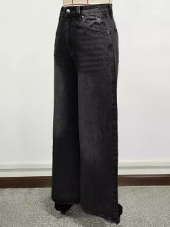 Jean skater baggy taille haute pour femme - Pantalon large effet usé - Streetwear printemps-été 2026
