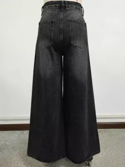 Jean skater baggy taille haute pour femme - Pantalon large effet usé - Streetwear printemps-été 2026